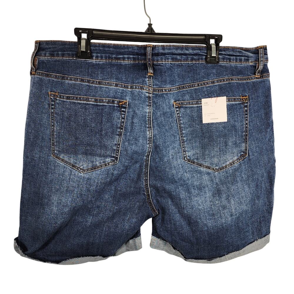 Vigoss Womens Marley Cuff Distressed Denim Shorts Size 16W Mid Rise Blue Jean - Picture 2 of 11